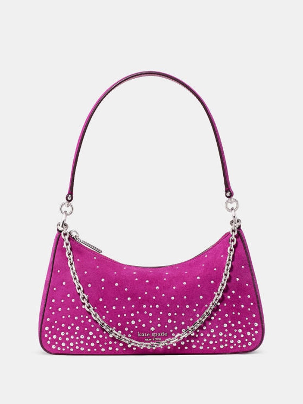 Kate Spade Margot Studded Suede Shoulder Bag Beet